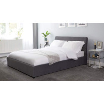 R2R Furniture Jasmine shadow grey velvet double bed with storage without mattress - 180X200