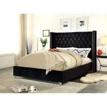 R2R Furniture Jolie Black Velvet Queen Bed Frame