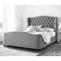 R2R Furniture Kaydian Beds Duchess Velvet Plume Fabric Bed Frame Queen Size