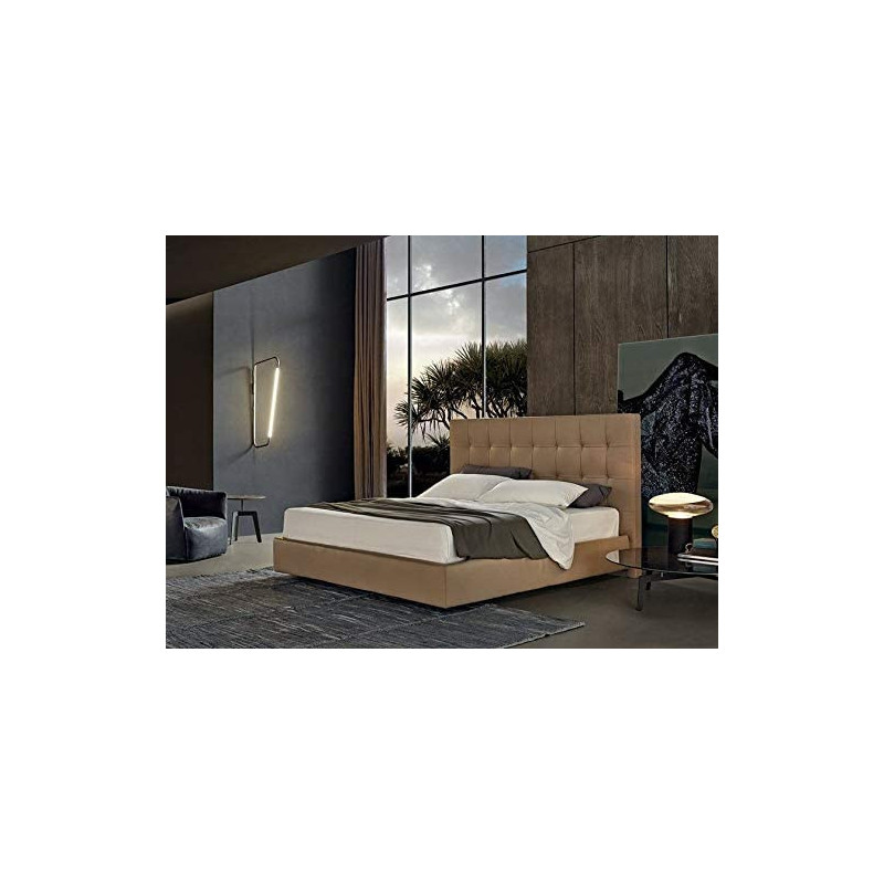 R2R Furniture Leather Bed With Tufted Headboard With Mattress - Queen Size