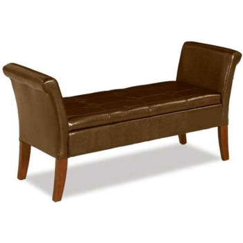 R2R Furniture Leather Bench With Storage brown