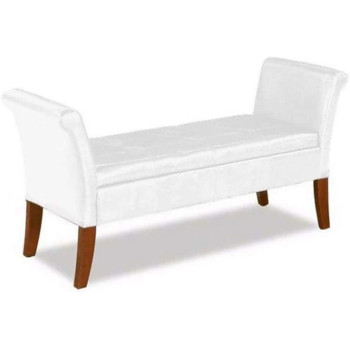 R2R Furniture Leather Bench With Storage white