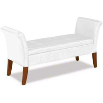 R2R Furniture Leather Bench With Storage white