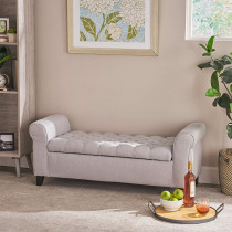 R2R Furniture Living Lamara Sky Grey Fabric Armed Storage Bench