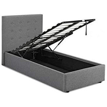 R2R Furniture Lucca Grey Linen Fabric Ottoman Bed-Single Bed