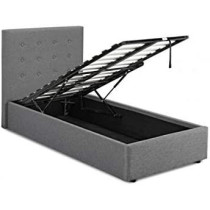 R2R Furniture Lucca Grey Linen Fabric Ottoman Bed-Single Bed