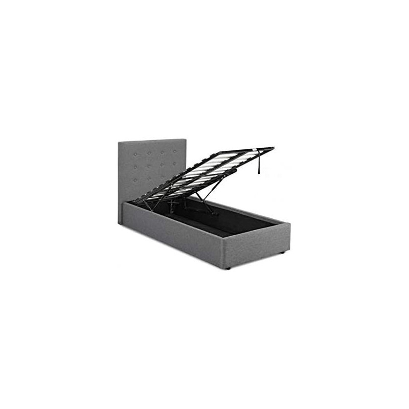 R2R Furniture Lucca Grey Linen Fabric Ottoman Bed-Single Bed