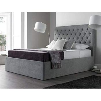 R2R Furniture Maxi Steel Grey Upholstered Ottoman Bed Frame Only