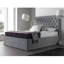 R2R Furniture Maxi Steel Grey Upholstered Ottoman Bed Frame Only