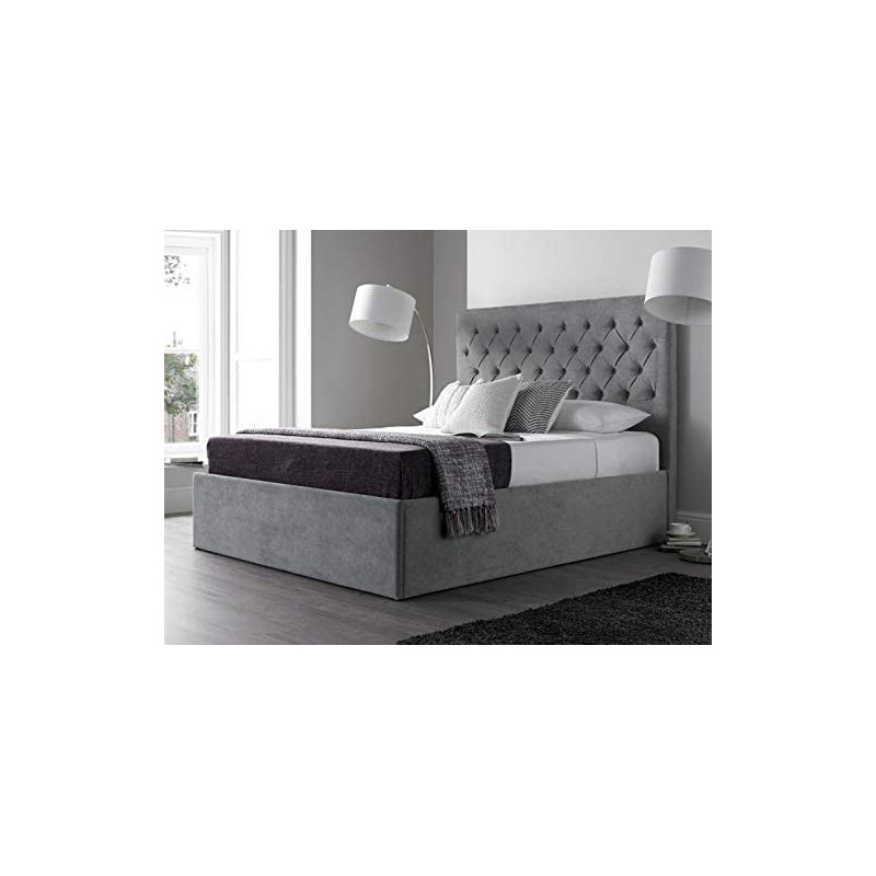 R2R Furniture Maxi Steel Grey Upholstered Ottoman Bed Frame Only