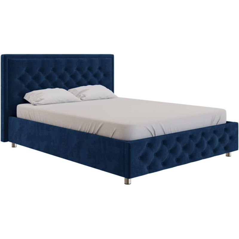 Earnest Comfort Upholstered Bed (Without Mattress) by R2R - Super King Size (200cm x 200cm) (Dark Blue)