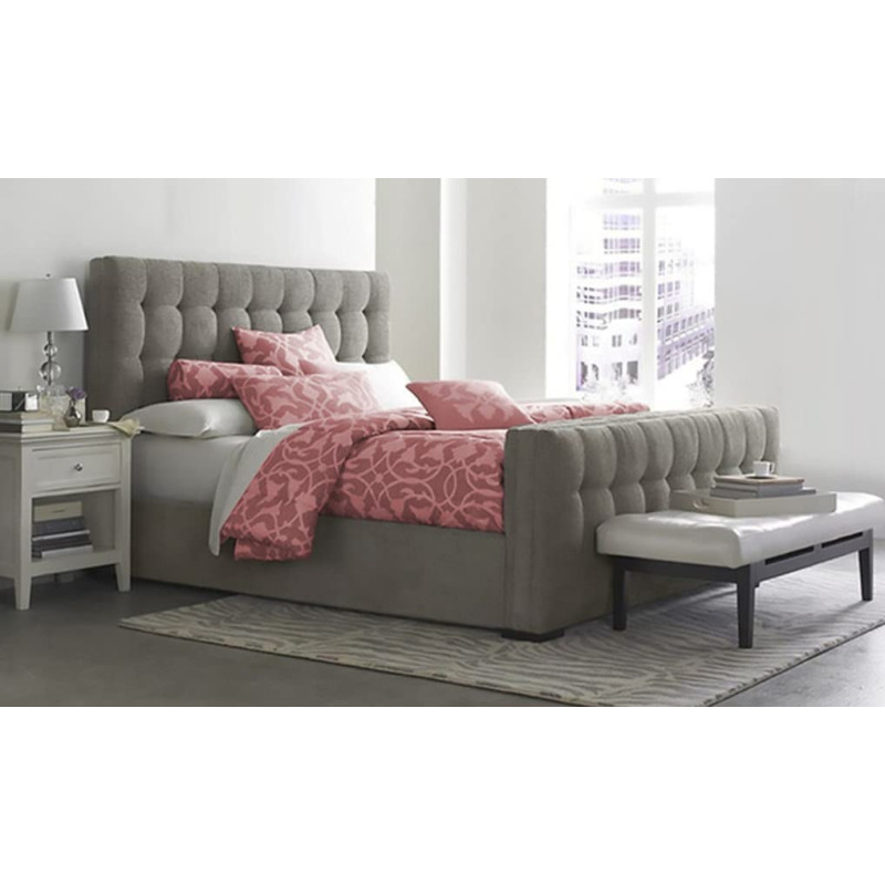 Fluffy Comfort Upholstered Bed (Without Mattress) by R2R - Queen Size (160cm x 200cm) (Grey)