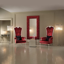 R2R Furniture Modern Italian Red Velvet Button Upholstered Mirror Furniture