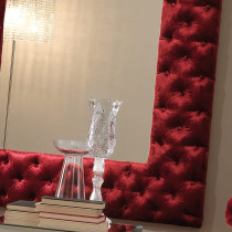 R2R Furniture Modern Italian Red Velvet Button Upholstered Mirror Furniture