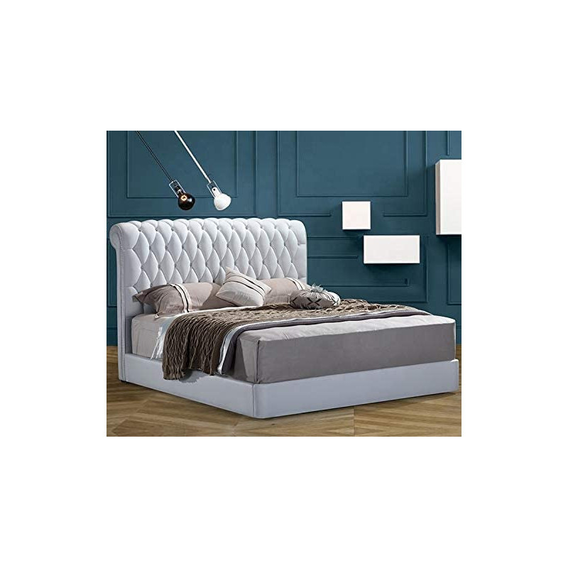 R2R Furniture Modern White Leather Full Size Bed Headboard 180X200 (King Size)