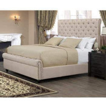 R2R Furniture Queen Size Fabric Bed Frame - Beige