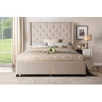 R2R Furniture Queen Size Fabric Bed Frame Without Mattress - Beige (160X200)