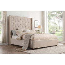 R2R Furniture Queen Size Fabric Bed Frame Without Mattress - Beige (160X200)