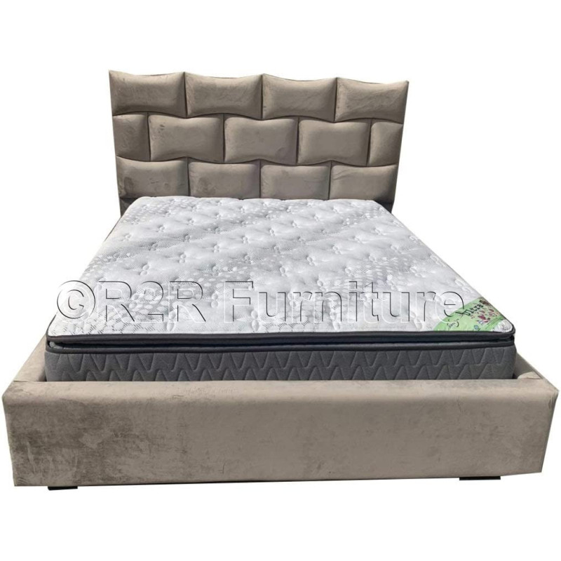 R2R Furniture R2R Furniture Regalia Cushioned-Back Bed With Gas-Lift Up Storage (Without Mattress) - King Size (180Cm X 200Cm)