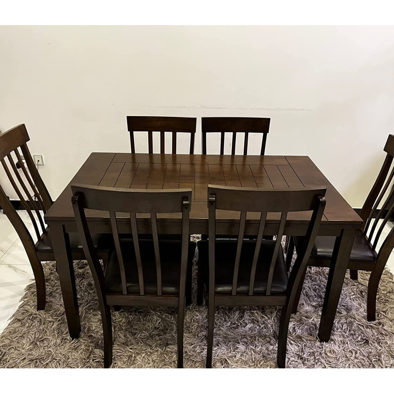 R2R Furniture R2R Furniture Solid Malaysian Wood Dining Table With 6 Chairs