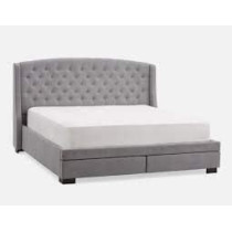R2R Furniture Ravel Tufted Upholstered Wingback King-Size Bed With Two Drawers