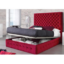 R2R Furniture Royal Red Islington King Size Bed 180X200Cm With Spring Mattress And Hydraulic Storage Furniture