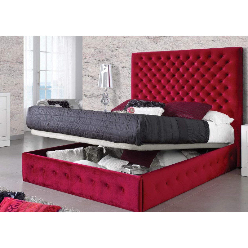 R2R Furniture Royal Red Islington Queen Size Standard Bed 160X200Cm With Mattress & Hydraulic Storage Furniture