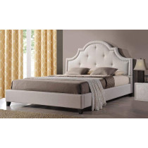 A to Z Furniture Stiefvater Beige Linen Modern Platform Bed Queen With Mattress