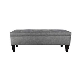 R2R Furniture Storage Tuffted Bench Large Light Gray - STB3/BLACK