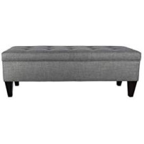 R2R Furniture Storage Tuffted Bench Large Light Gray - STB3/BLACK