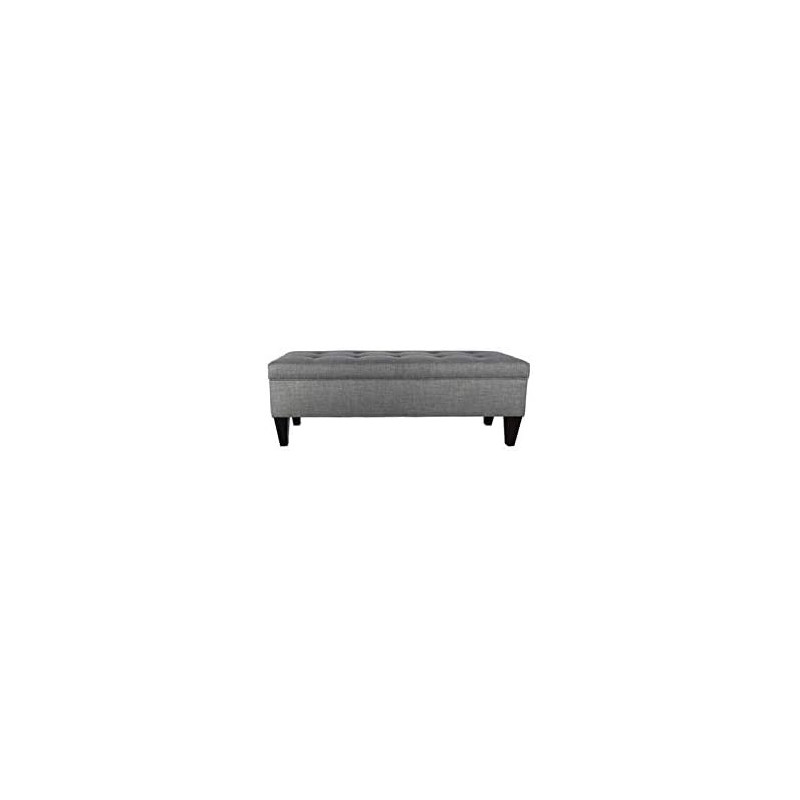 R2R Furniture Storage Tuffted Bench Large Light Gray - STB3/BLACK