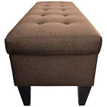 R2R Furniture Storage Tuffted Bench Medium Brown - STB4/WHITE