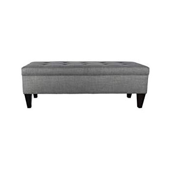 R2R Furniture Storage Tuffted Bench Medium Dark Gray - STB2/GREY