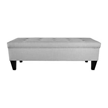 R2R Furniture Storage Tuffted Bench Medium Light Gray - STB3/BLACK