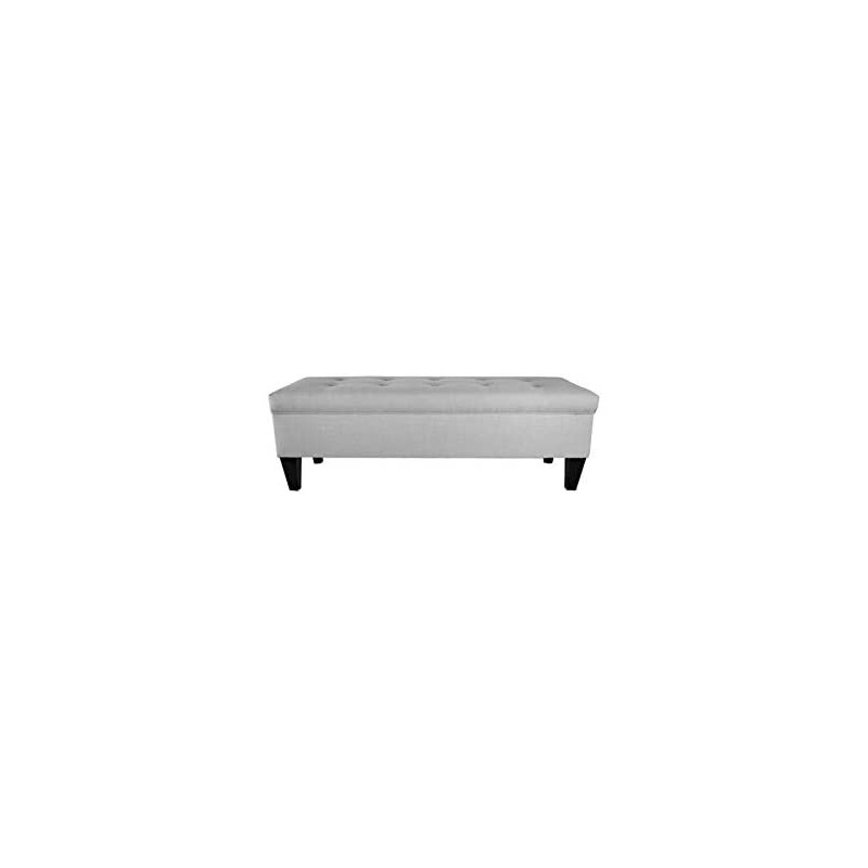 R2R Furniture Storage Tuffted Bench Medium Light Gray - STB3/BLACK