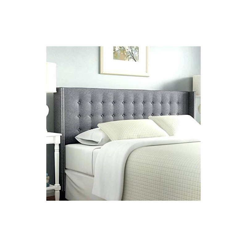 R2R Furniture ASTON FABRIC DESIGN HEADBOARD WITH SILVER STUDS QUEEN SIZE