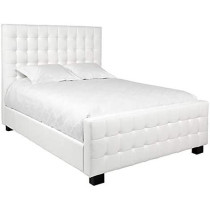 R2R Furniture Audrey Beautiful Chic White Leather Upholstered Queen Size Bed Frame with Mattress Furniture