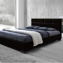 R2R Furniture BAXTON CUBE BLACK BED IN LEATHER
