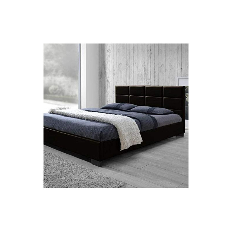 R2R Furniture BAXTON CUBE BLACK BED IN LEATHER
