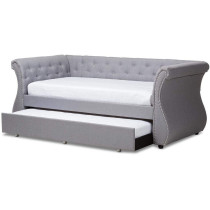 R2R Furniture Baxton Studio Gray Twin Daybed with Trundle With Mattress : 90X200