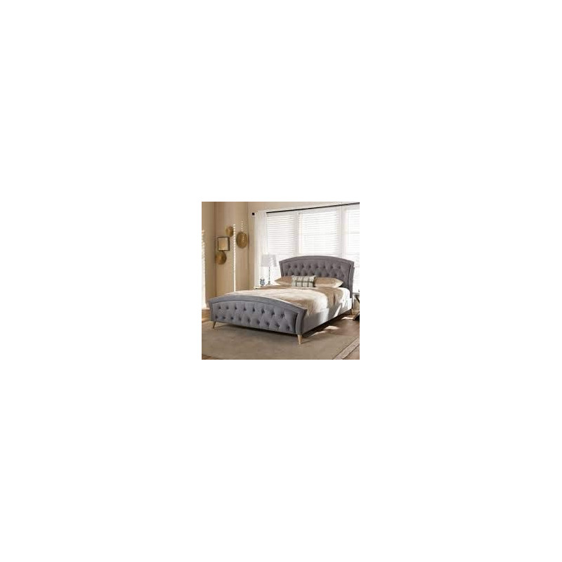 R2R Furniture Baxton Studio Hannah Gray King Size Upholstered Bed