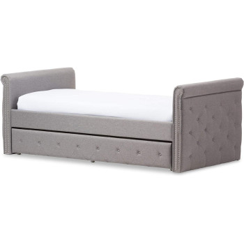 R2R Furniture Baxton Studio Modern and Contemporary Grey Fabric Without Mattress : 90x200