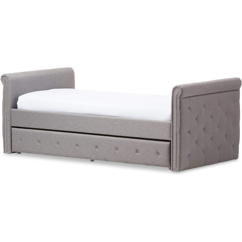 R2R Furniture Baxton Studio Modern and Contemporary Grey Fabric Without Mattress : 90x200