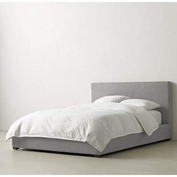 R2R Furniture BECK UPHOLSTERED PLATFORM BED GREY WITH MATTRESS:180X200