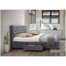 R2R Furniture Birlea Marlow Super King Size Grey Velvet Fabric Bed With 2 Drawers : 200x200