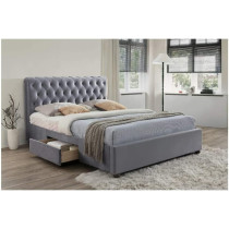 R2R Furniture Birlea Marlow Super King Size Grey Velvet Fabric Bed With 2 Drawers : 200x200