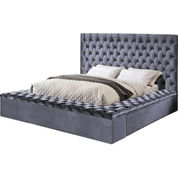 R2R Furniture BLISS-KING GREY TUFTED BED