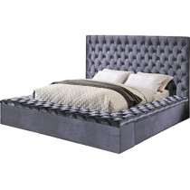R2R Furniture BLISS-KING GREY TUFTED BED