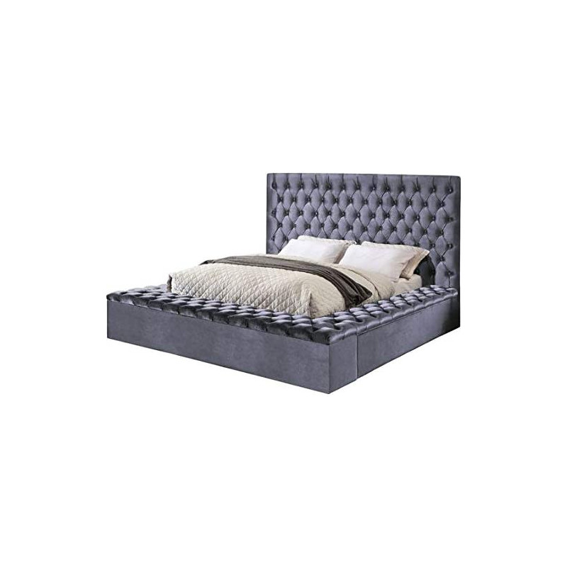 R2R Furniture BLISS-KING GREY TUFTED BED