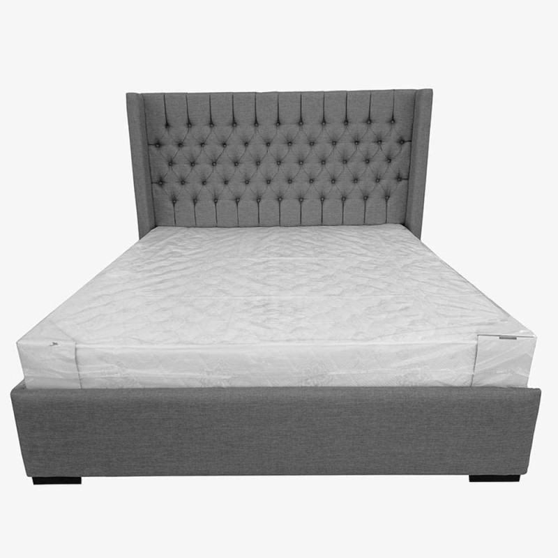 R2R Furniture button design bed queen-grey